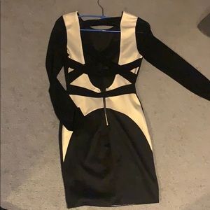 Bodycon deep plunge little black dress